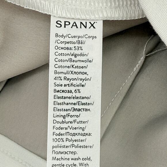 Spanx Cropped Wide Leg White Pants Womens Size XL Pull Faux Deep Pockets - Picture 6 of 6